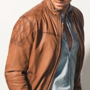 Massimo Dutti Nappa Brown Leather Jacket